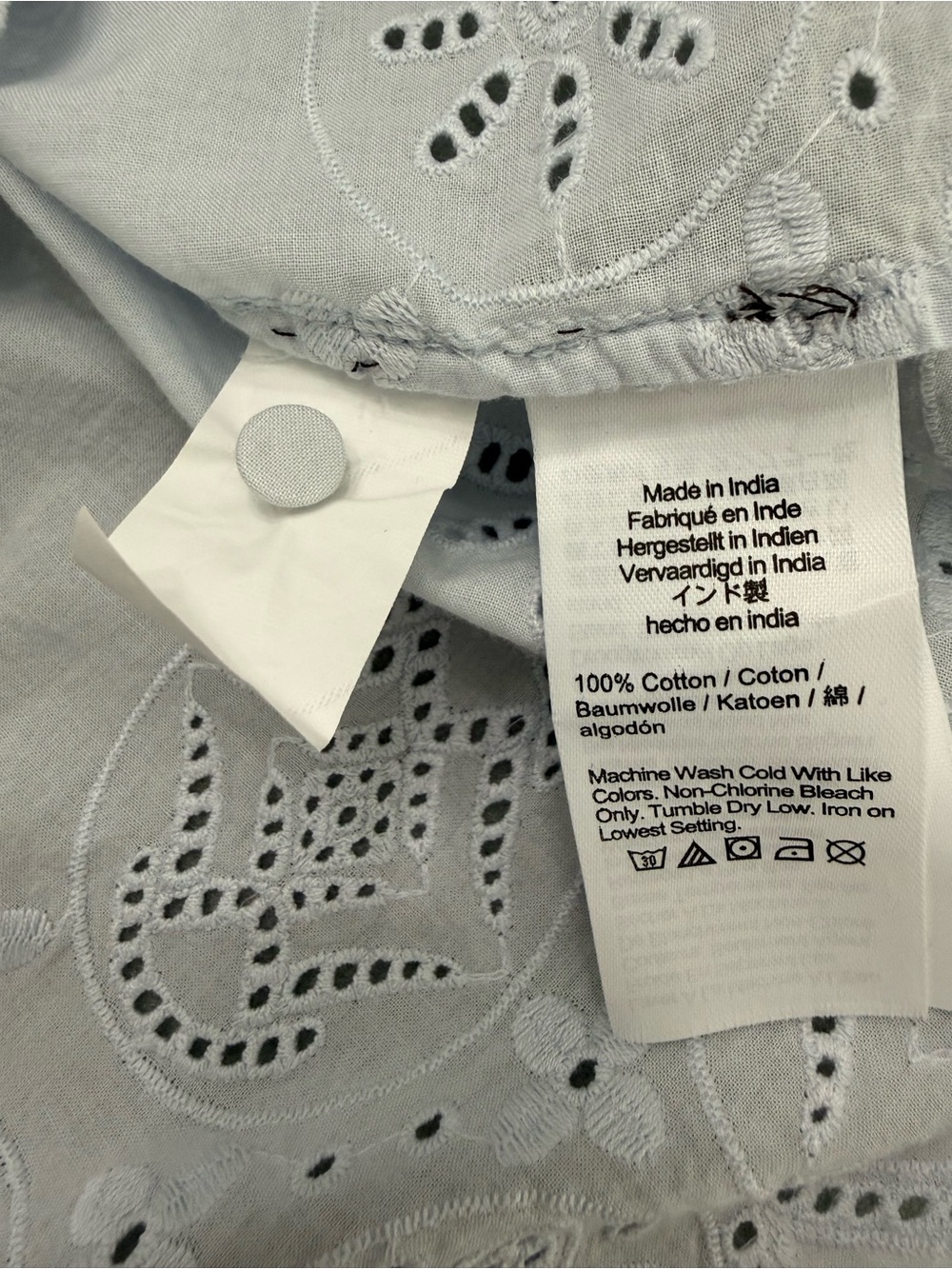 Madewell Very Light Blue Eyelet Peasant Blouse Size XS - Picture 4 of 12